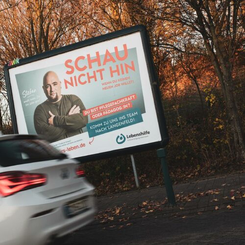 Plakatmotiv der Recruiting Kampagne für die Lebenshilfe von Frisch ans Werk, Werbeagentur in Ratingen